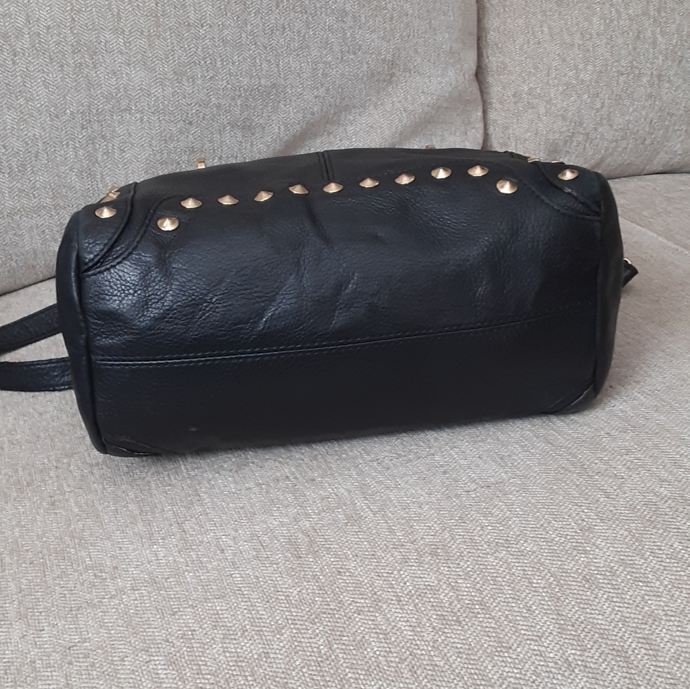 Vince Camuto black leather studded satchel bag - Picture 2 of 11